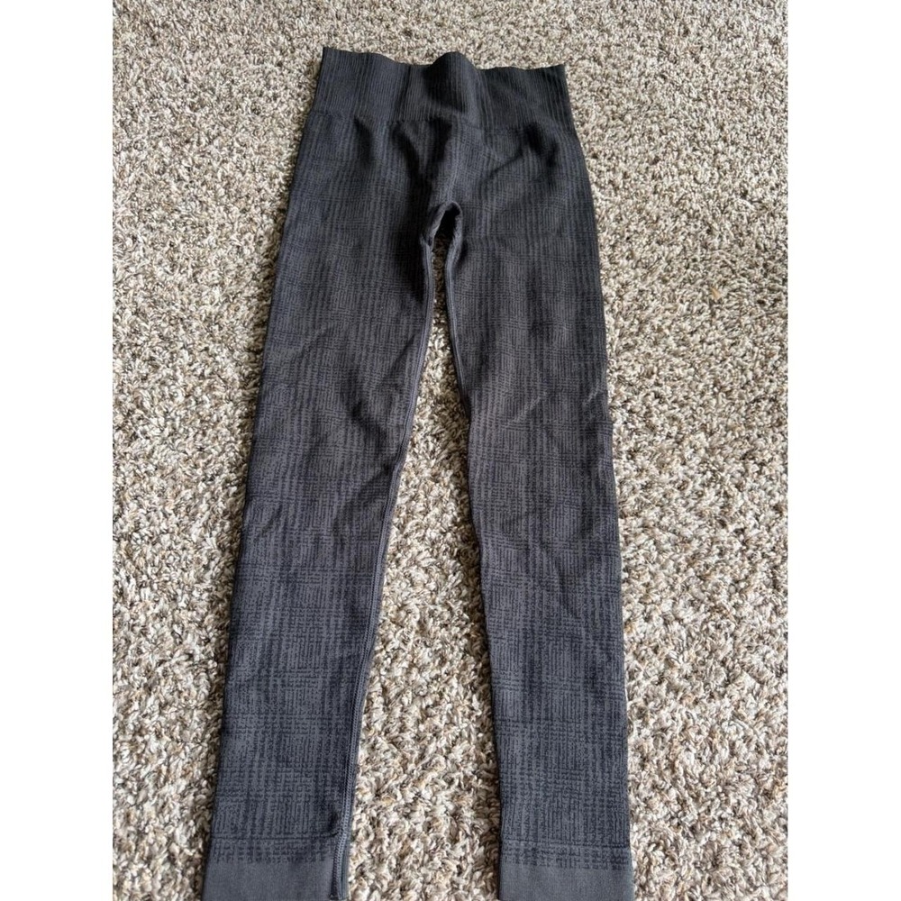Vuori Seamless High Rise Leggings Charcoal Grey Textured Grid Activewear Small